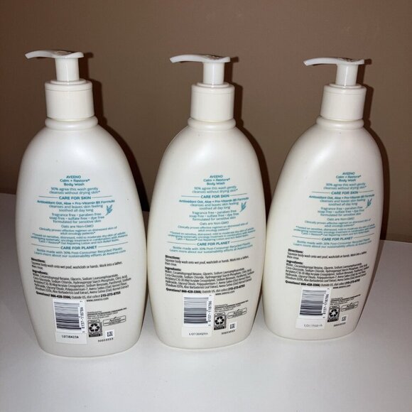 Aveeno Calm + Restore Daily Body Wash for Sensitive, Delicate Skin, 18OZ X 3pcs - Picture 2 of 7